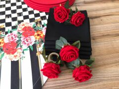 SOFRA SUNUM SETİ KIRMIZI GÜL DESENLİ