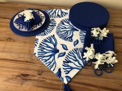 SOFRA SUNUM SETİ MAVİ MERCAN DESENLİ