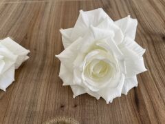 6'lı Beyaz Güllü El Yapımı Peçete Halkası | Dekoratif Peçete Yüzüğü