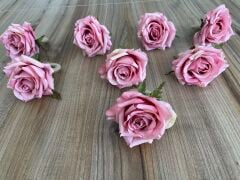 8'li Pudra Pembe Güllü El Yapımı Peçete Halkası | Dekoratif Peçete Yüzüğü