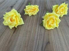 4'lü Sarı Güllü El Yapımı Peçete Halkası | Dekoratif Peçete Yüzüğü