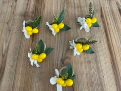 6'lı Limon Çiçekli El Yapımı Peçete Halkası | Dekoratif Peçete Yüzüğü