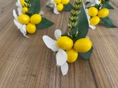 6'lı Limon Çiçekli El Yapımı Peçete Halkası | Dekoratif Peçete Yüzüğü