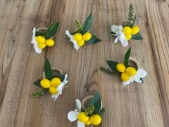 6'lı Limon Çiçekli El Yapımı Peçete Halkası | Dekoratif Peçete Yüzüğü