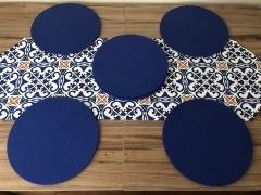 MAVİ ÇİNİ DESENLİ RUNNER &  SUPLA