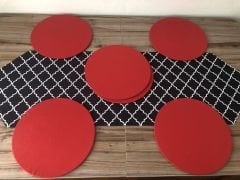 SİYAH ZEMİN BEYAZ MOROCCAN DESENLİ RUNNER & SUPLA