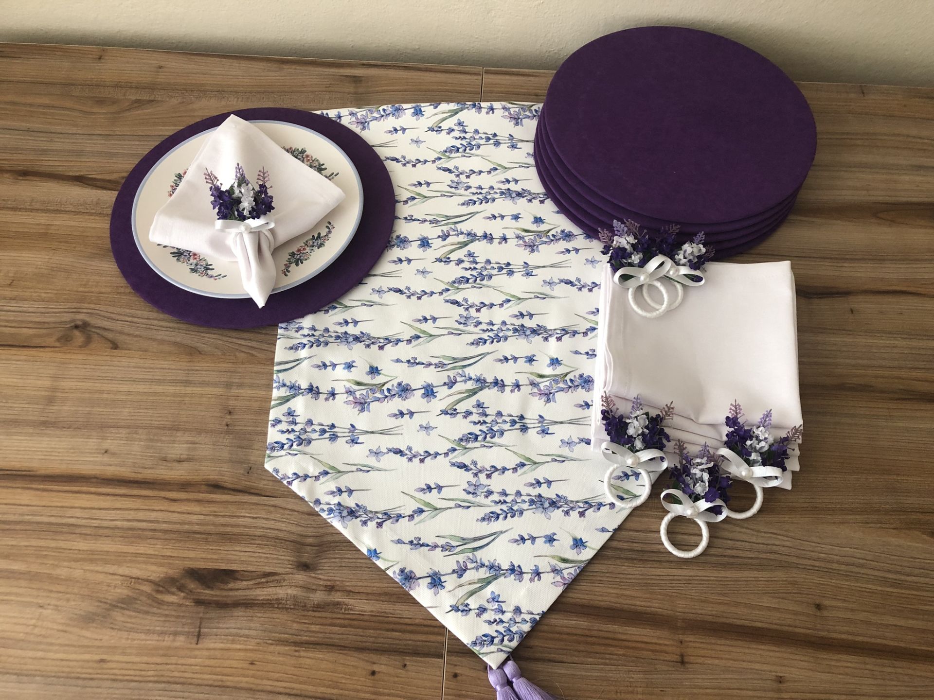 SOFRA SUNUM SETİ LAVANTA DESENLİ