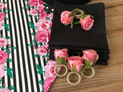 SOFRA SUNUM SETİ PEMBE GÜL DESENLİ TAKIM