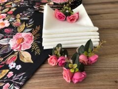 SOFRA SUNUM SETİ SİYAH ZEMİN ÜZERİ GÜL DESENLİ TAKIM