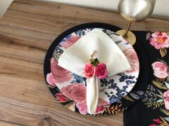 SOFRA SUNUM SETİ SİYAH ZEMİN ÜZERİ GÜL DESENLİ TAKIM