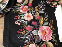 SOFRA SUNUM SETİ SİYAH ZEMİN ÜZERİ GÜL DESENLİ TAKIM