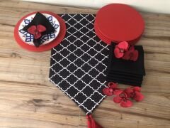 SOFRA SUNUM SETİ SİYAH MOROCCAN DESENLİ TAKIM