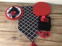 SOFRA SUNUM SETİ SİYAH MOROCCAN DESENLİ TAKIM