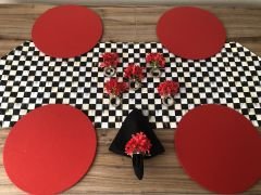 SOFRA SUNUM SETİ YAĞLIBOYA DAMA DESENLİ TAKIM