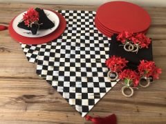 SOFRA SUNUM SETİ YAĞLIBOYA DAMA DESENLİ TAKIM