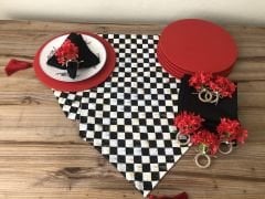 SOFRA SUNUM SETİ YAĞLIBOYA DAMA DESENLİ TAKIM