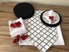 SOFRA SUNUM SETİ BEYAZ ZEMİN SİYAH MOROCCAN DESEN
