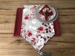 SOFRA SUNUM SETİ GRİ ZEMİN ÇİÇEK DESENLİ