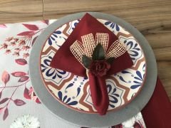 SOFRA SUNUM SETİ GRİ ZEMİN ÇİÇEK DESENLİ