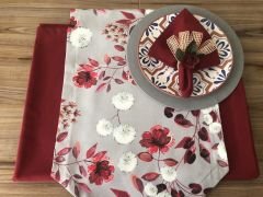 SOFRA SUNUM SETİ GRİ ZEMİN ÇİÇEK DESENLİ