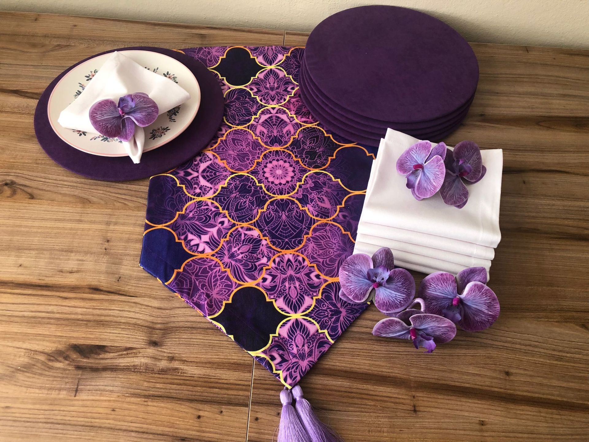 SOFRA SUNUM SETİ MOR MOROCCAN DESENLİ