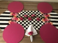 SOFRA SUNUM SETİ FUŞYA GÜL DESENLİ