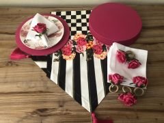 SOFRA SUNUM SETİ FUŞYA GÜL DESENLİ