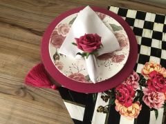 SOFRA SUNUM SETİ FUŞYA GÜL DESENLİ