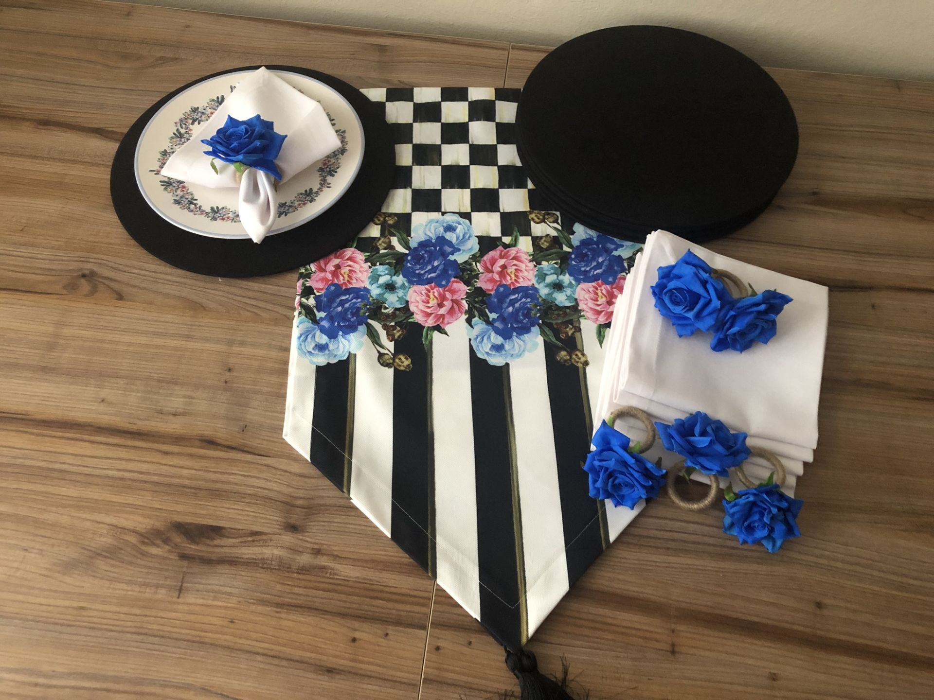 SOFRA SUNUM SETİ MAVİ GÜL DESENLİ