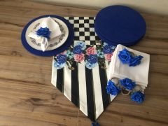 SOFRA SUNUM SETİ MAVİ GÜL DESENLİ