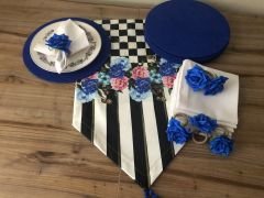 SOFRA SUNUM SETİ MAVİ GÜL DESENLİ