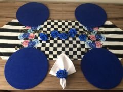 SOFRA SUNUM SETİ MAVİ GÜL DESENLİ