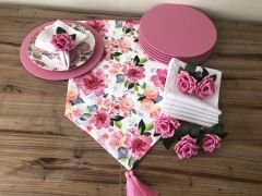 SOFRA SUNUM SETİ BEYAZ ZEMİN SULUBOYA ÇİÇEK DESENLİ