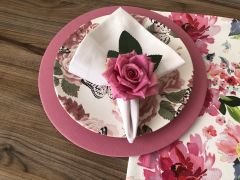 SOFRA SUNUM SETİ BEYAZ ZEMİN SULUBOYA ÇİÇEK DESENLİ