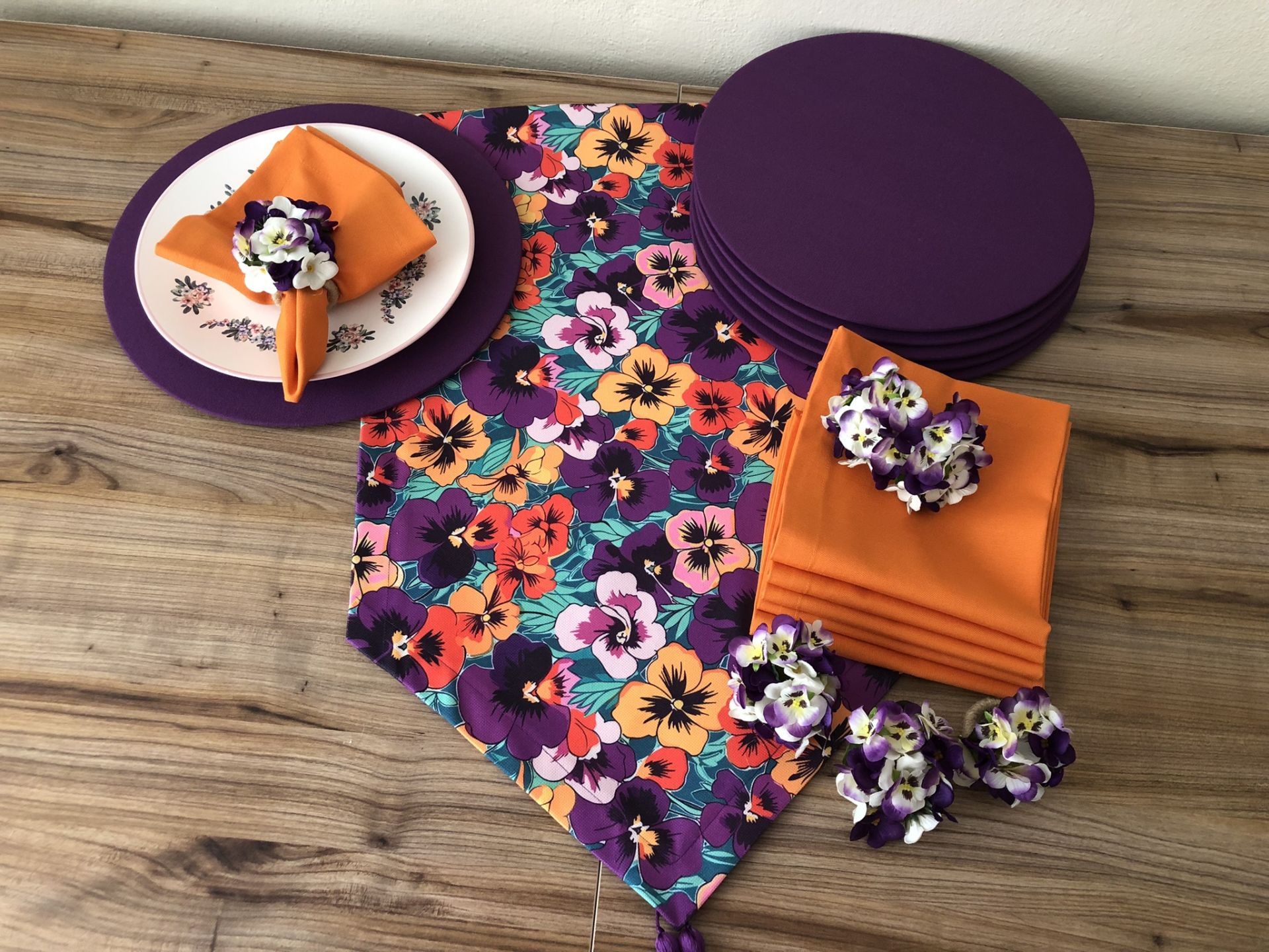 SOFRA SUNUM SETİ MENEKŞE DESENLİ TAKIM