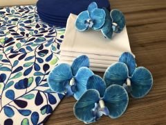 SOFRA SUNUM SETİ MAVİ YAPRAKLAR DESENLİ