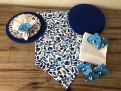 SOFRA SUNUM SETİ MAVİ YAPRAKLAR DESENLİ