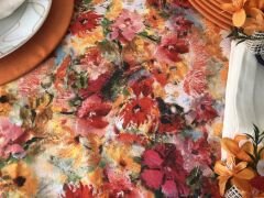 SOFRA SUNUM SETİ YAĞLI BOYA ÇİÇEK DESENLİ