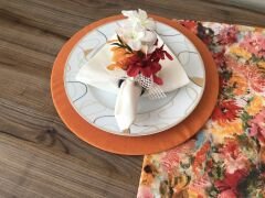 SOFRA SUNUM SETİ YAĞLI BOYA ÇİÇEK DESENLİ