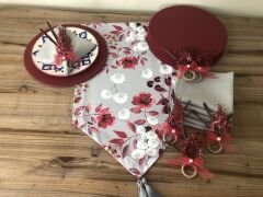 SOFRA SUNUM SETİ GRİ ZEMİN ÜZERİNE ÇİÇEK DESENLİ