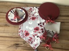 SOFRA SUNUM SETİ GRİ ZEMİN ÜZERİNE ÇİÇEK DESENLİ