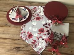 SOFRA SUNUM SETİ GRİ ZEMİN ÜZERİNE ÇİÇEK DESENLİ