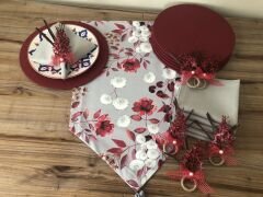 SOFRA SUNUM SETİ GRİ ZEMİN ÜZERİNE ÇİÇEK DESENLİ