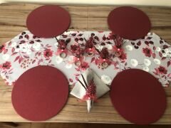 SOFRA SUNUM SETİ GRİ ZEMİN ÜZERİNE ÇİÇEK DESENLİ