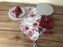 SOFRA SUNUM SETİ GRİ ZEMİN ÜZERİNE ÇİÇEK DESENLİ TAKIM