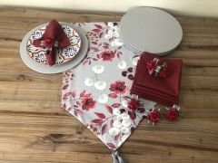 SOFRA SUNUM SETİ GRİ ZEMİN ÜZERİNE ÇİÇEK DESENLİ TAKIM