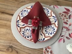 SOFRA SUNUM SETİ GRİ ZEMİN ÜZERİNE ÇİÇEK DESENLİ TAKIM