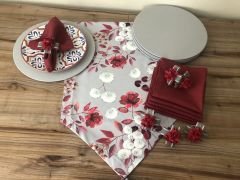 SOFRA SUNUM SETİ GRİ ZEMİN ÜZERİNE ÇİÇEK DESENLİ TAKIM