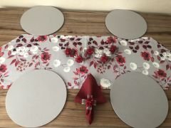 SOFRA SUNUM SETİ GRİ ZEMİN ÜZERİNE ÇİÇEK DESENLİ TAKIM