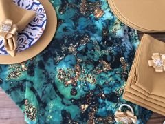 SOFRA SUNUM SETİ YEŞİL GOLD MALAKİT DESENLİ